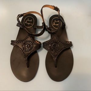 Jack Rogers solid black leather sandals
